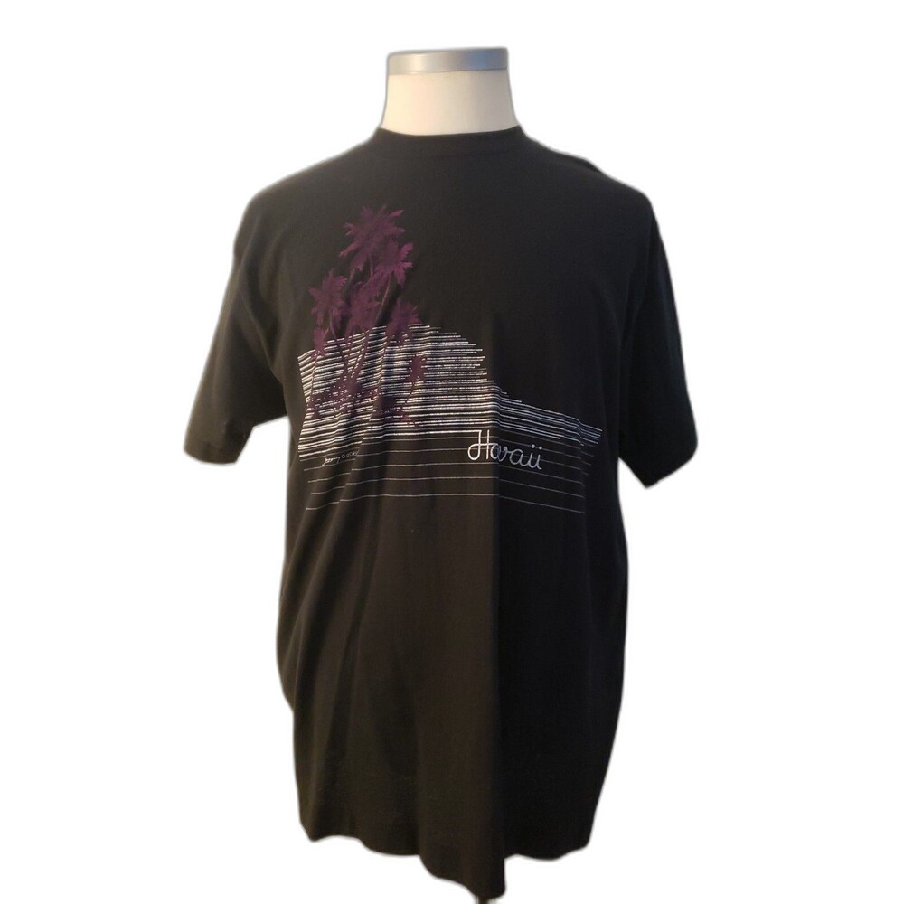 Vtg 80s 90s Single Stitch, Tee Jays, Hawaii T Shirt, XL, Black
